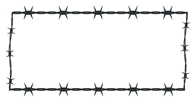 Simple black barbed wire frame on white background