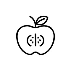 Hand drawn line art apple summer fruit icon