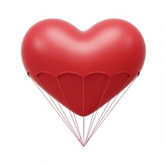 Red heart with strings isolated on white background. use cases: love, romance.