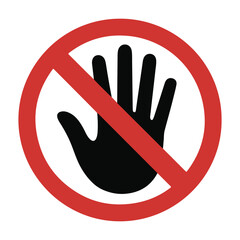 Red Circle Stop Hand Symbol No Entry Access Denied Caution Warning Sign