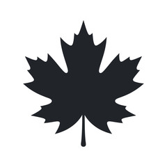Simple black and white silhouette of a maple leaf