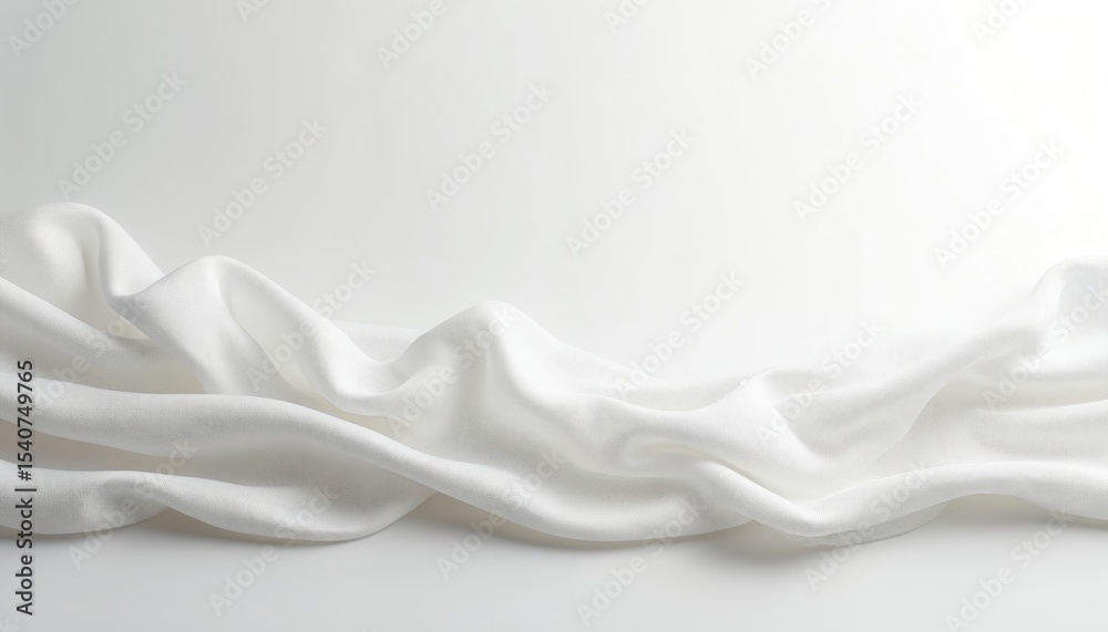 Aufkleber illustration single white fabric flap smooth texture white background. clean cloth abstract flowing 