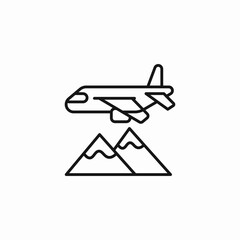 plane above mountains icon sign vector