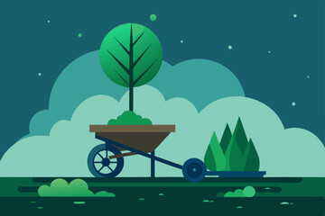 wheelbarrow with plants