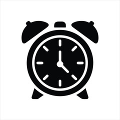 alarm clock icon vector silhouette on white background.