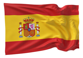 Fototapeta premium Majestic Spanish Flag Vibrant Colors and Royal Coat of Arms - High-Resolution Image