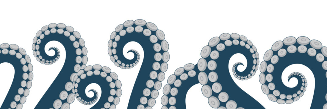 Abstract octopus tentacles pattern in dark blue and light gray