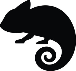 Silhouette chameleon lizard with curled tail vector illustration