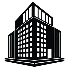 Modern office building icon black silhouette
