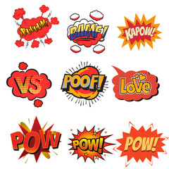 Comic Book Speech Bubbles Set &ndash; Cartoon Explosions, Thinking Clouds & Comic Text Elements