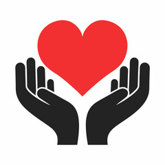 Obraz premium Heart in Hands Icon Charity and Care Vector Logo.