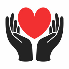 Heart in Hands Icon Charity and Care Vector Logo.