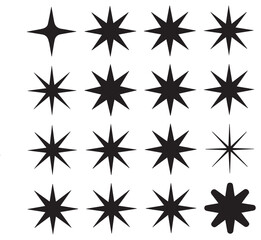 Collection of Black Starburst Shapes Perfect for Design Projects and Graphic Elements