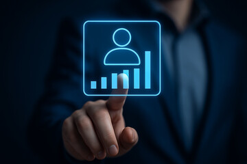 Enhancing Digital User Profile Analytics with High-Tech Finger Touch Interface and Transparent Graph HUD for Business Data Visualization Performance