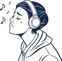  Flat icon of a person with headphones