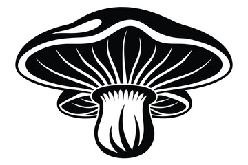 Graphic Black and White Mushroom Illustration with Cap and Gills Design