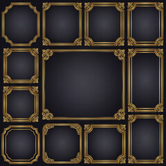 Gradient Black with Golden Frame Luxury Background