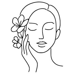 Modern abstract line minimalistic women face