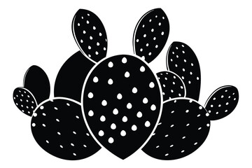 Black prickly pear cactus cluster, round pads, desert botanical illustration, modern art