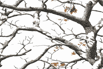 A seamless pattern of camouflage with tree branches, vector illustration, vector art, vector design, high resolution, on a white background.