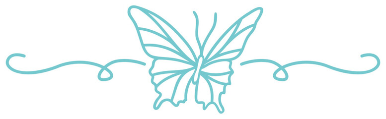 Fototapeta premium Butterfly Border | Border Element | Vector Line Art