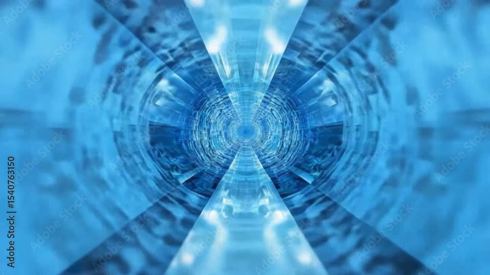 Poster blue crystal tunnel: an abstract image showcasing a mesmerizing blue crystal tunnel, creating a sens