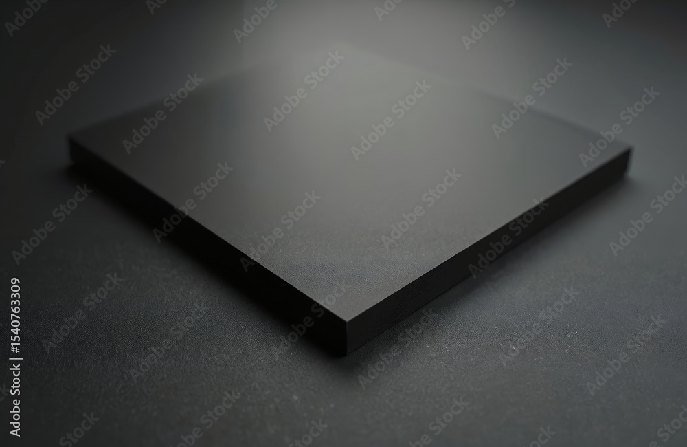 Poster black acrylic sheet with non-reflective matte finish, background texture with selective focus. moder
