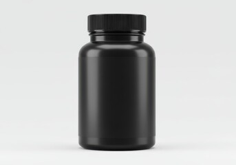 Black plastic bottle isolated on white background