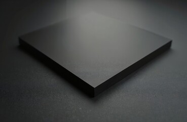 Black acrylic sheet with non-reflective matte finish, background texture with selective focus. Modern design, dark surface with rough grain. Perfect for product presentation, advertising design
