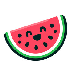 Adorable watermelon emoji-style character for messaging apps and digital stickers on transparent background