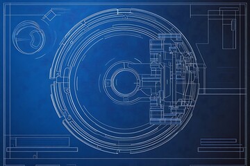 Obraz premium A blueprint of a robot vacuum cleaner with sensor positions, wheel motor design, and cleaning path system 