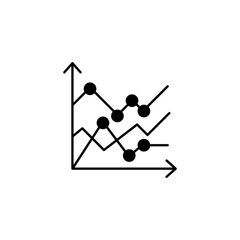 Line Chart icon design with white background stock illustration