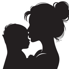 Elegant Silhouette of Mother Holding Baby – Vector Motherhood Art 
A touching silhouette of a standing mother holding her baby, created in a clean black and white vector style. Great for 