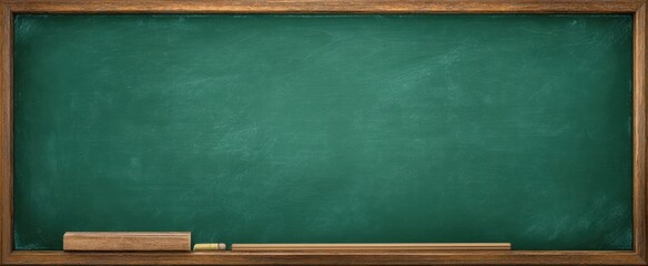 The empty chalkboard ready for educational inspiration and creativity.
