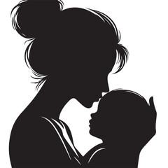 Elegant Silhouette of Mother Holding Baby – Vector Motherhood Art 
A touching silhouette of a standing mother holding her baby, created in a clean black and white vector style. Great for 