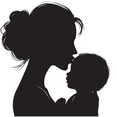 Elegant Silhouette of Mother Holding Baby &ndash; Vector Motherhood Art 
A touching silhouette of a standing mother holding her baby, created in a clean black and white vector style. Great for 