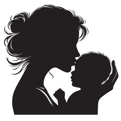 Elegant Silhouette of Mother Holding Baby &ndash; Vector Motherhood Art 
A touching silhouette of a standing mother holding her baby, created in a clean black and white vector style. Great for 