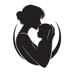 Elegant Silhouette of Mother Holding Baby &ndash; Vector Motherhood Art 
A touching silhouette of a standing mother holding her baby, created in a clean black and white vector style. Great for 