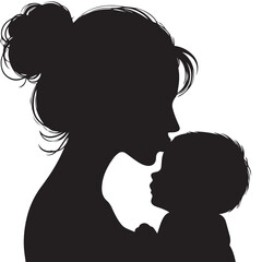 Elegant Silhouette of Mother Holding Baby &ndash; Vector Motherhood Art 
A touching silhouette of a standing mother holding her baby, created in a clean black and white vector style. Great for 