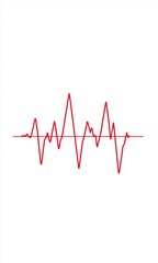 Red heartbeat line illustrating a medical concept on a clean white background in a minimalist style