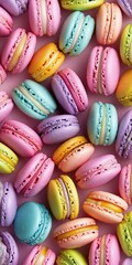Colorful assortment of macarons displayed in a beautiful arrangement for a sweet treat