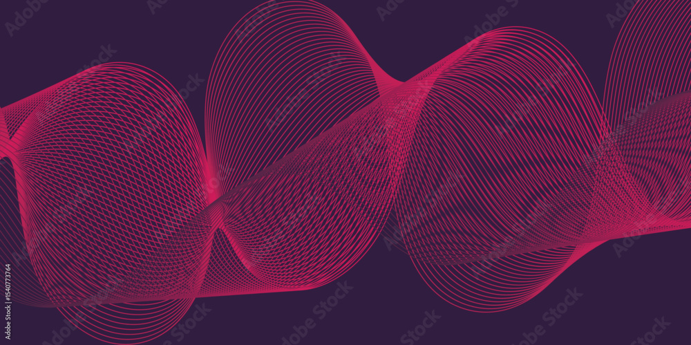Poster Artistic blend line of colors creating shape on curve wavy line dynamic overlapping modern abstract background, color line art smooth wave lines for modern design twisted curve blend effect texture.