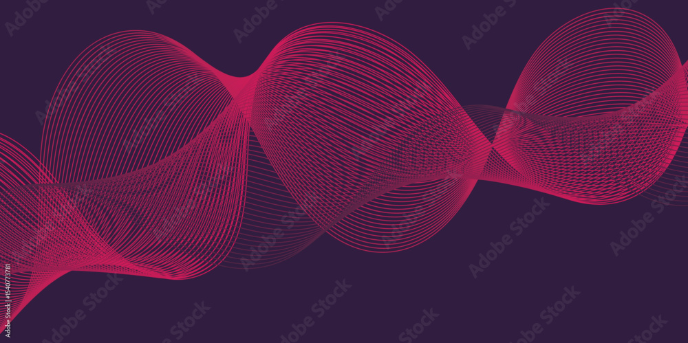 Poster Artistic blend line of colors creating shape on curve wavy line dynamic overlapping modern abstract background, color line art smooth wave lines for modern design twisted curve blend effect texture.