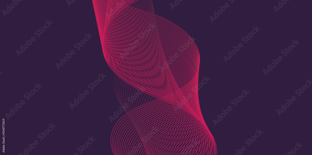 Poster Artistic blend line of colors creating shape on curve wavy line dynamic overlapping modern abstract background, color line art smooth wave lines for modern design twisted curve blend effect texture.