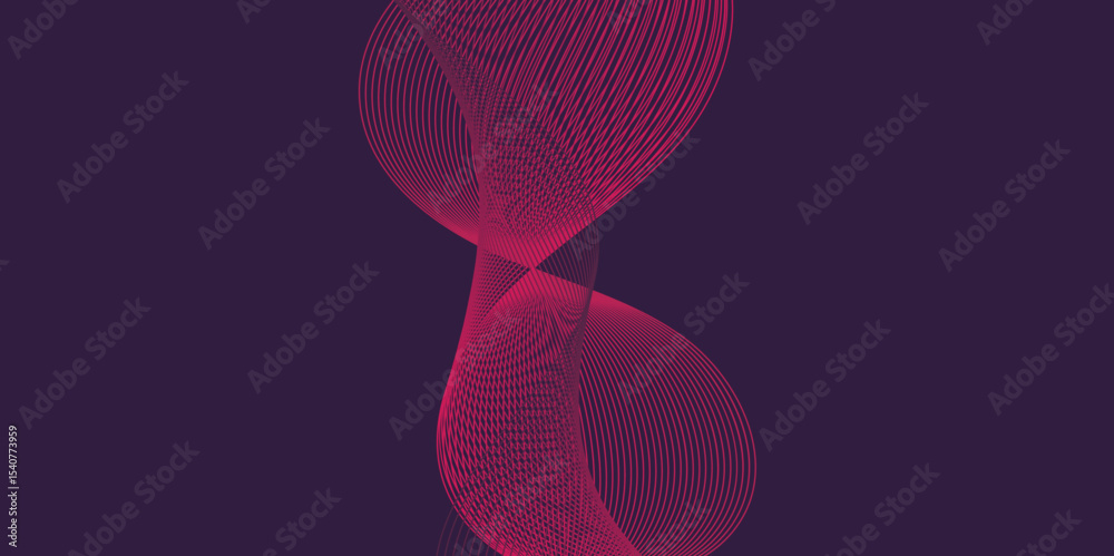 Poster Artistic blend line of colors creating shape on curve wavy line dynamic overlapping modern abstract background, color line art smooth wave lines for modern design twisted curve blend effect texture.