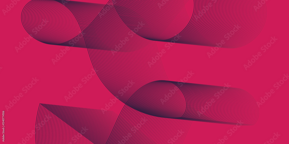 Poster Artistic blend line of colors creating shape on curve wavy line dynamic overlapping modern abstract background, color line art smooth wave lines for modern design twisted curve blend effect texture.