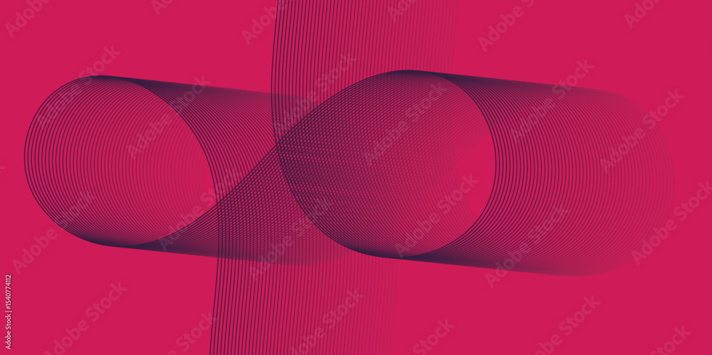 Poster Artistic blend line of colors creating shape on curve wavy line dynamic overlapping modern abstract background, color line art smooth wave lines for modern design twisted curve blend effect texture.