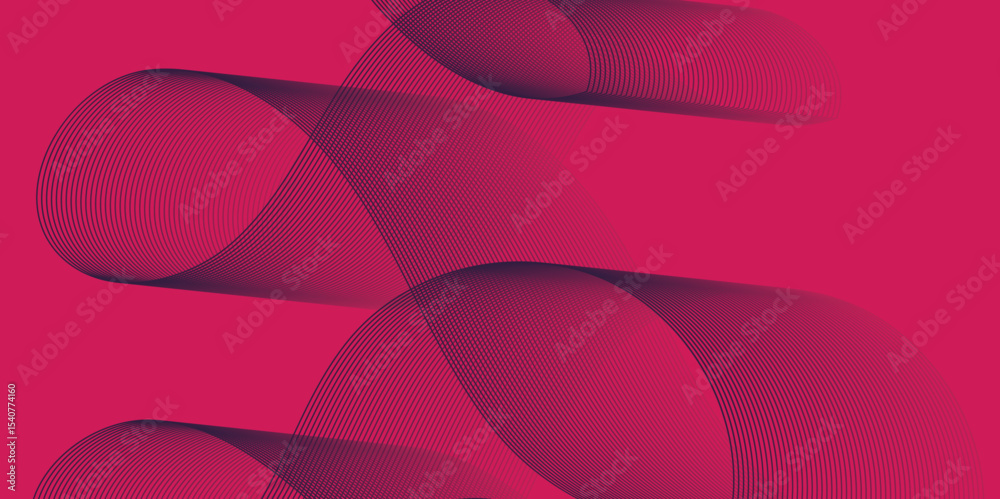 Poster Artistic blend line of colors creating shape on curve wavy line dynamic overlapping modern abstract background, color line art smooth wave lines for modern design twisted curve blend effect texture.
