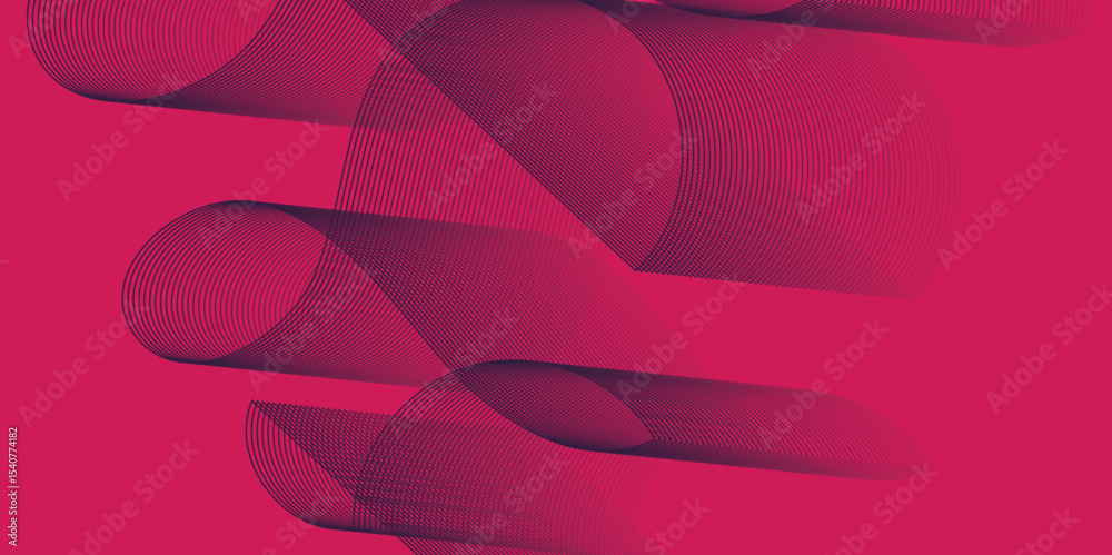 Poster Artistic blend line of colors creating shape on curve wavy line dynamic overlapping modern abstract background, color line art smooth wave lines for modern design twisted curve blend effect texture.