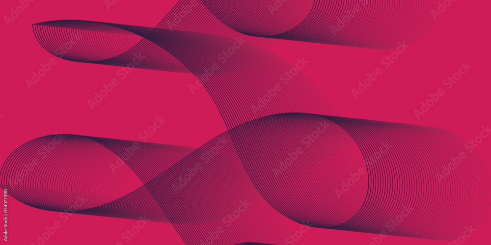 Poster Artistic blend line of colors creating shape on curve wavy line dynamic overlapping modern abstract background, color line art smooth wave lines for modern design twisted curve blend effect texture.